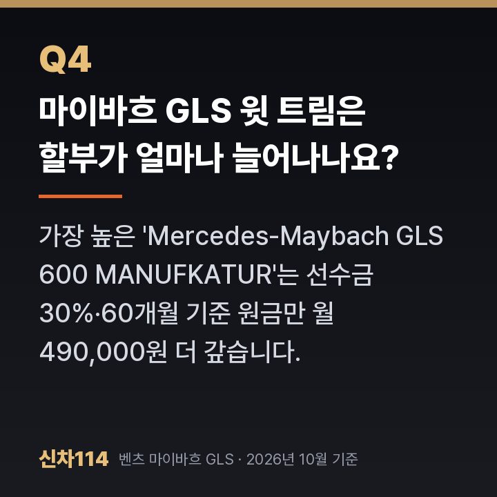 마이바흐 GLS 윗 트림은 할부가 얼마나 늘어나나요?