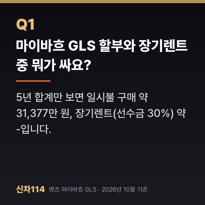마이바흐 GLS 할부와 장기렌트 중 뭐가 싸요?