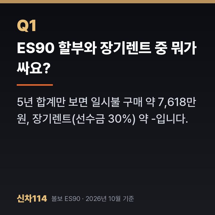 ES90 할부와 장기렌트 중 뭐가 싸요?
