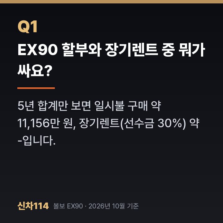 EX90 할부와 장기렌트 중 뭐가 싸요?