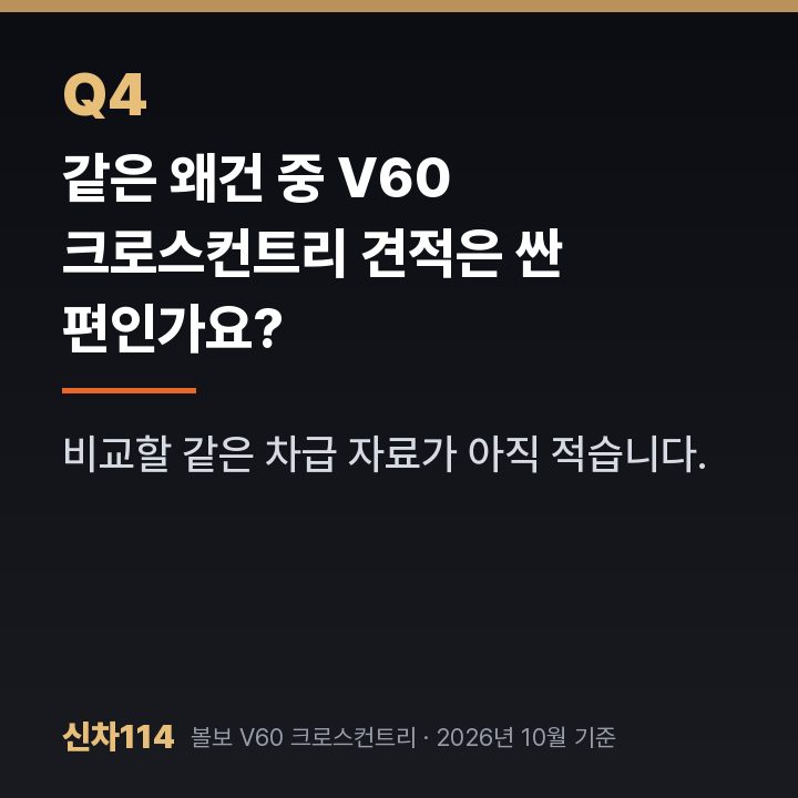 같은 왜건 중 V60 크로스컨트리 견적은 싼 편인가요?