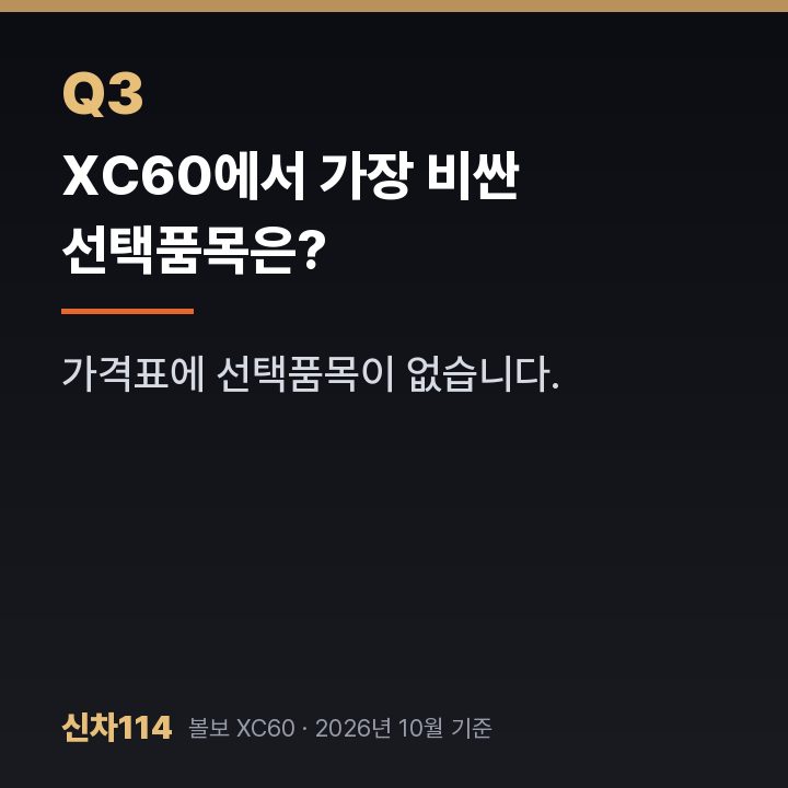 XC60에서 가장 비싼 선택품목은?