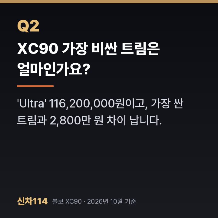 XC90 가장 비싼 트림은 얼마인가요?