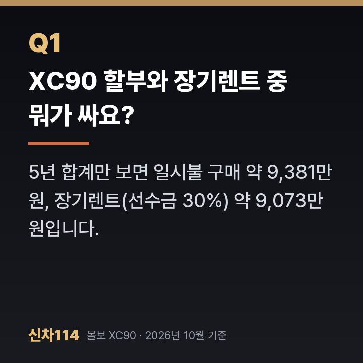XC90 할부와 장기렌트 중 뭐가 싸요?