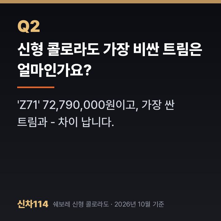 신형 콜로라도 가장 비싼 트림은 얼마인가요?