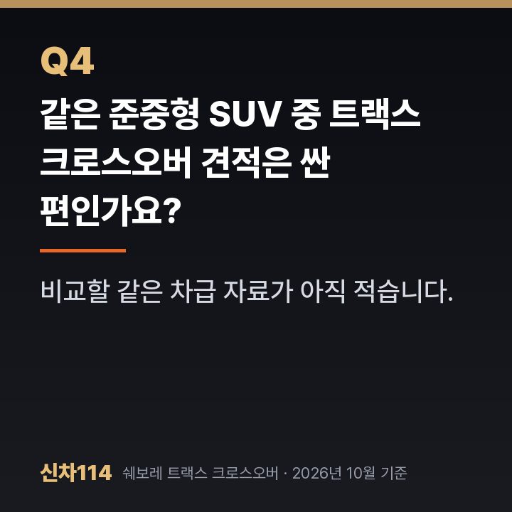 같은 준중형 SUV 중 트랙스 크로스오버 견적은 싼 편인가요?