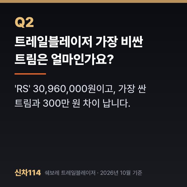 트레일블레이저 가장 비싼 트림은 얼마인가요?