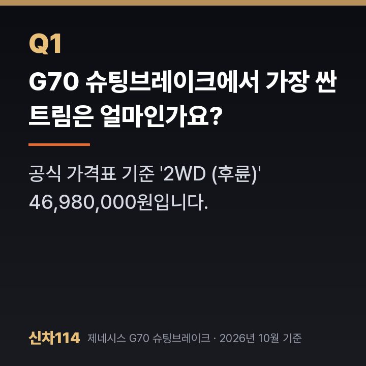 G70 슈팅브레이크에서 가장 싼 트림은 얼마인가요?