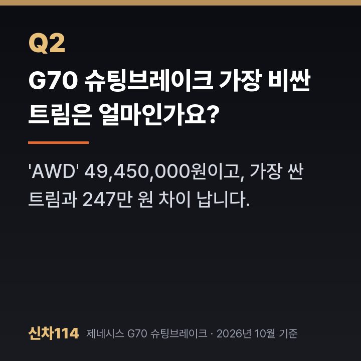 G70 슈팅브레이크 가장 비싼 트림은 얼마인가요?