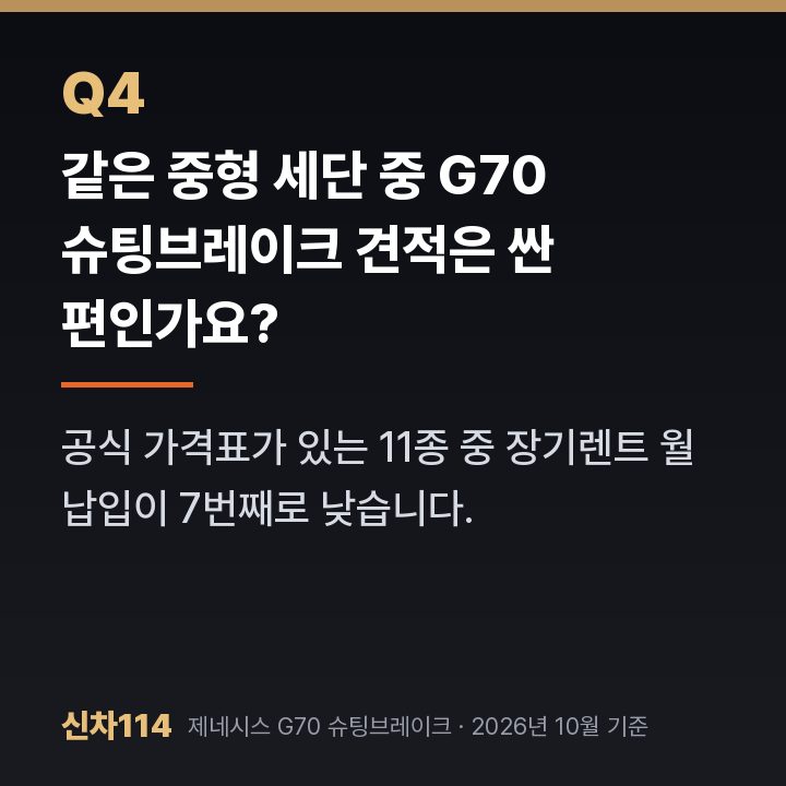 같은 중형 세단 중 G70 슈팅브레이크 견적은 싼 편인가요?