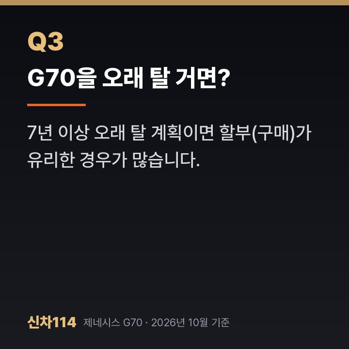 G70을 오래 탈 거면?