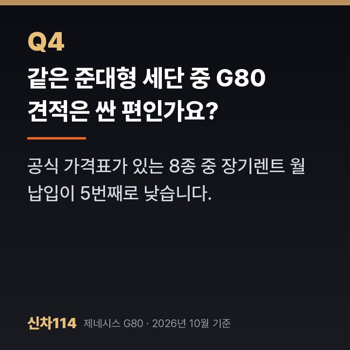 같은 준대형 세단 중 G80 견적은 싼 편인가요?