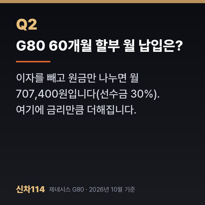 G80 60개월 할부 월 납입은?