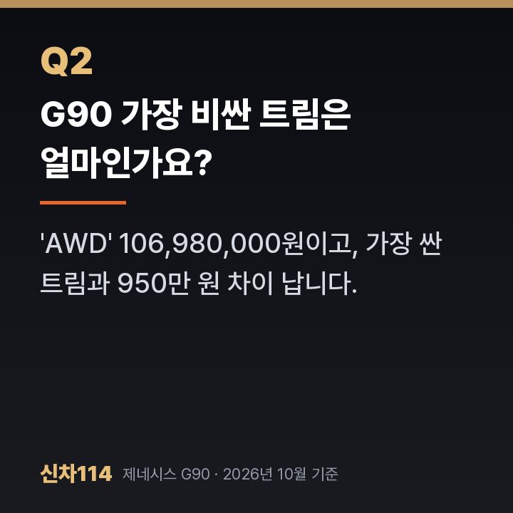 G90 가장 비싼 트림은 얼마인가요?