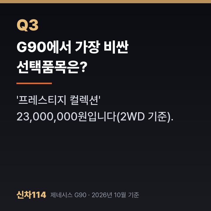 G90에서 가장 비싼 선택품목은?