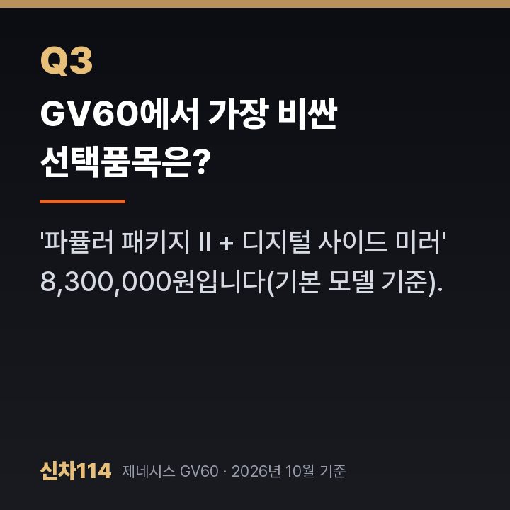 GV60에서 가장 비싼 선택품목은?
