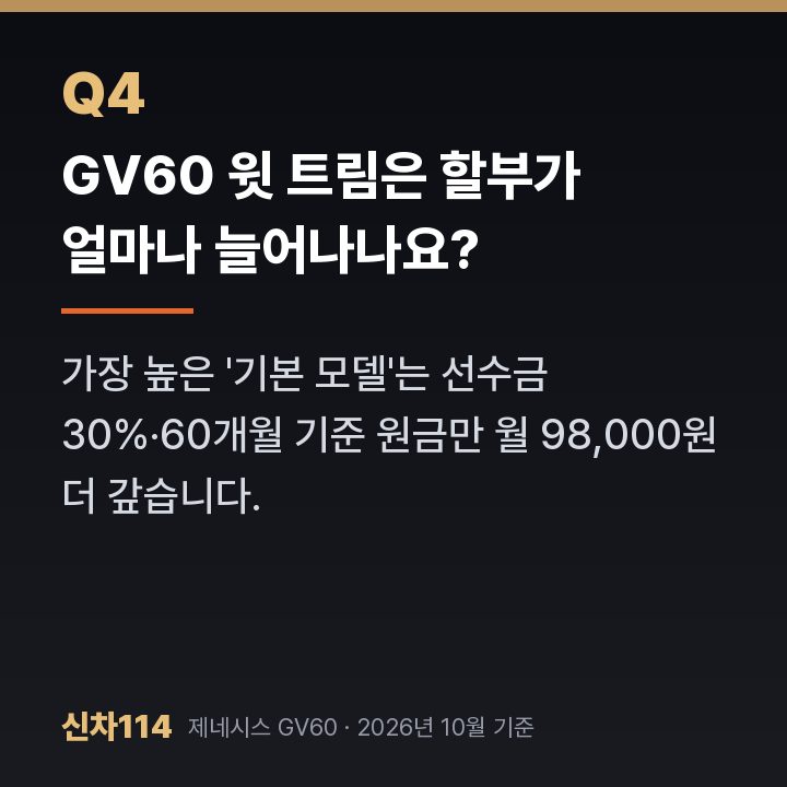 GV60 윗 트림은 할부가 얼마나 늘어나나요?