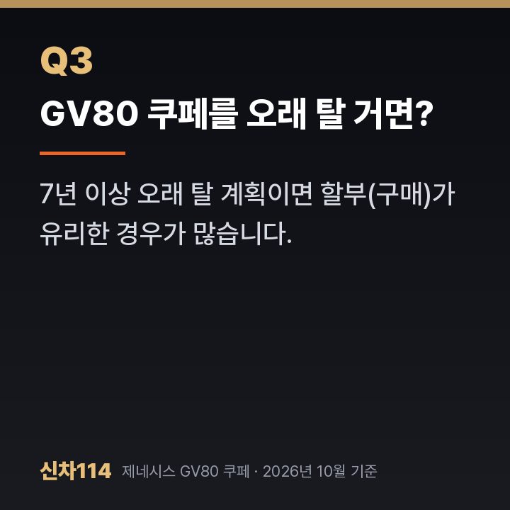 GV80 쿠페를 오래 탈 거면?