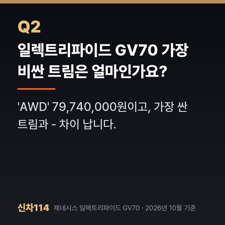 일렉트리파이드 GV70 가장 비싼 트림은 얼마인가요?