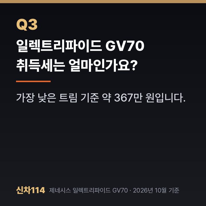 일렉트리파이드 GV70 취득세는 얼마인가요?