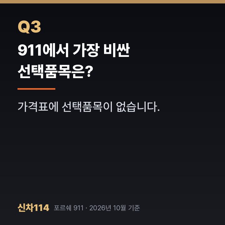 911에서 가장 비싼 선택품목은?