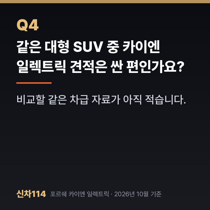 같은 대형 SUV 중 카이엔 일렉트릭 견적은 싼 편인가요?