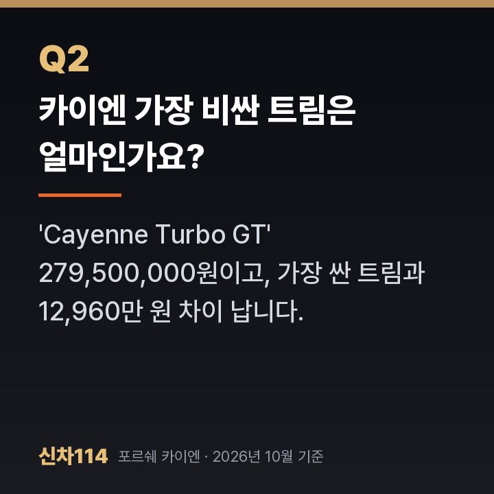 카이엔 가장 비싼 트림은 얼마인가요?