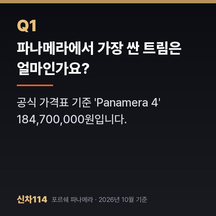 파나메라에서 가장 싼 트림은 얼마인가요?