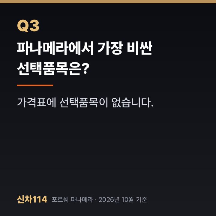 파나메라에서 가장 비싼 선택품목은?