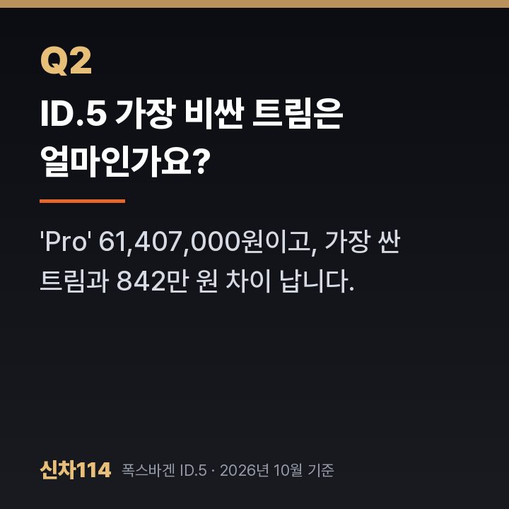 ID.5 가장 비싼 트림은 얼마인가요?