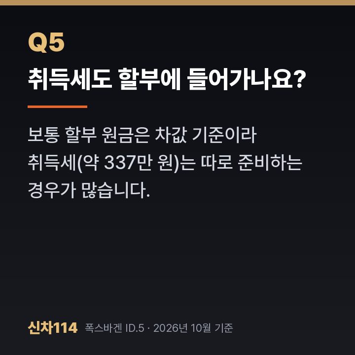 취득세도 할부에 들어가나요?