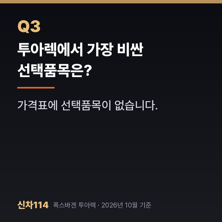 투아렉에서 가장 비싼 선택품목은?