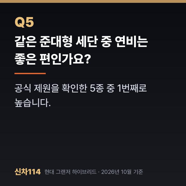 같은 준대형 세단 중 연비는 좋은 편인가요?