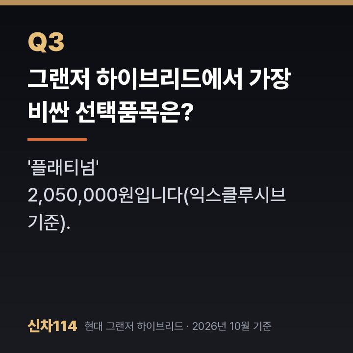 그랜저 하이브리드에서 가장 비싼 선택품목은?