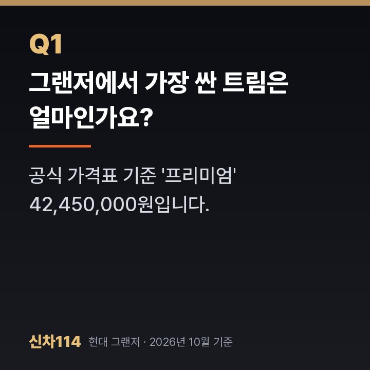 그랜저에서 가장 싼 트림은 얼마인가요?