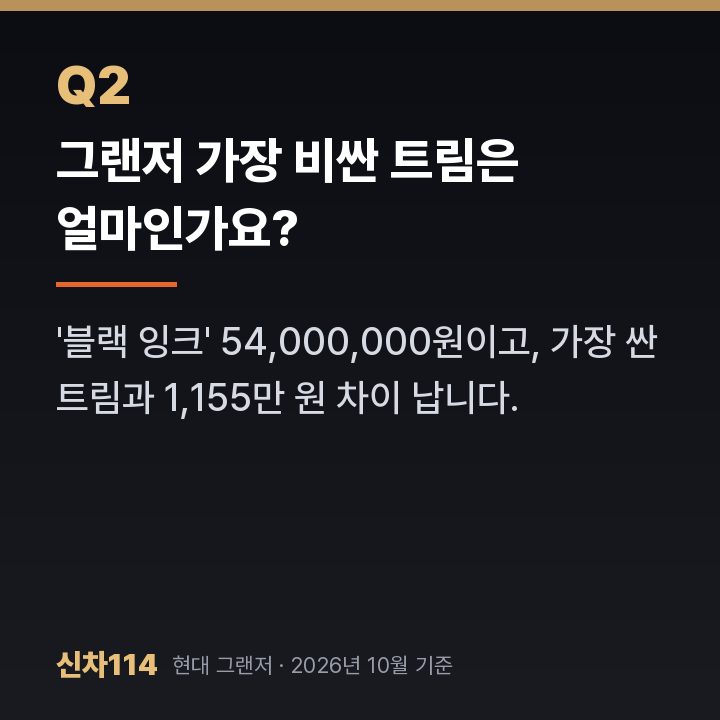 그랜저 가장 비싼 트림은 얼마인가요?