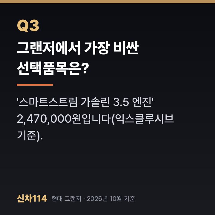 그랜저에서 가장 비싼 선택품목은?