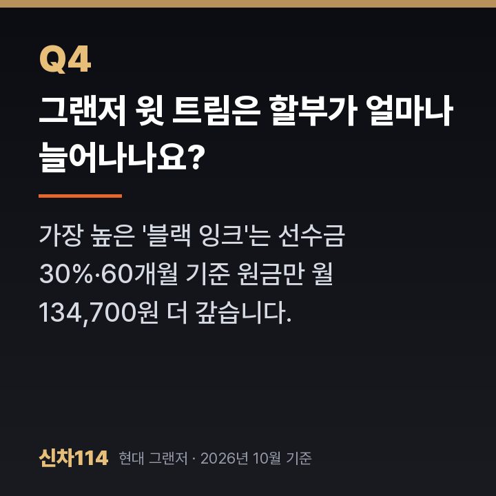그랜저 윗 트림은 할부가 얼마나 늘어나나요?