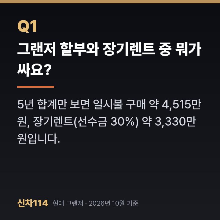 그랜저 할부와 장기렌트 중 뭐가 싸요?