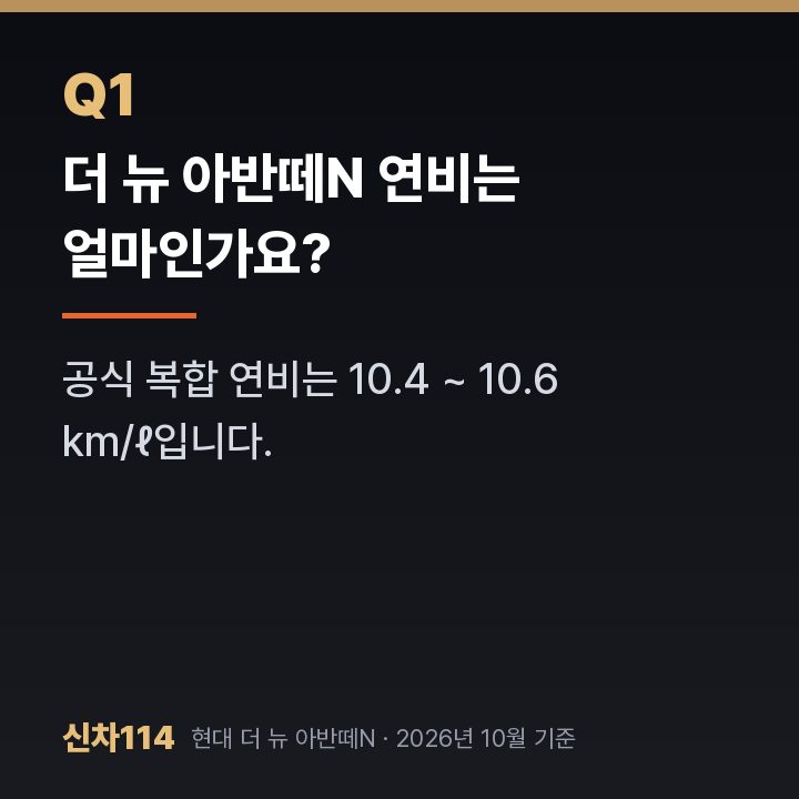 더 뉴 아반떼N 연비는 얼마인가요?