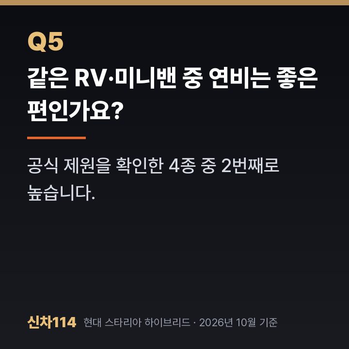 같은 RV·미니밴 중 연비는 좋은 편인가요?