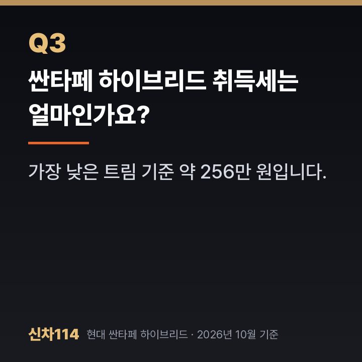 싼타페 하이브리드 취득세는 얼마인가요?
