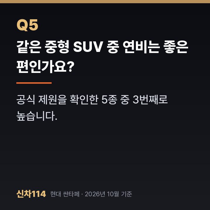 같은 중형 SUV 중 연비는 좋은 편인가요?
