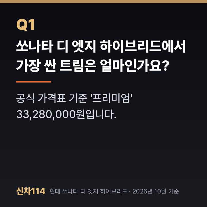 쏘나타 디 엣지 하이브리드에서 가장 싼 트림은 얼마인가요?