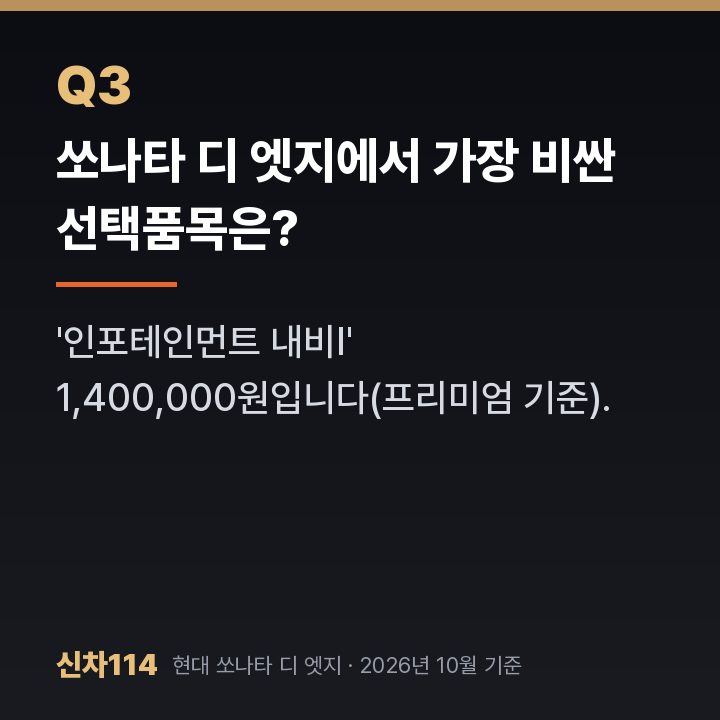 쏘나타 디 엣지에서 가장 비싼 선택품목은?