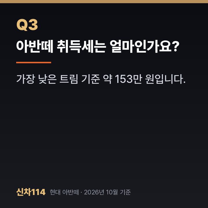 아반떼 취득세는 얼마인가요?