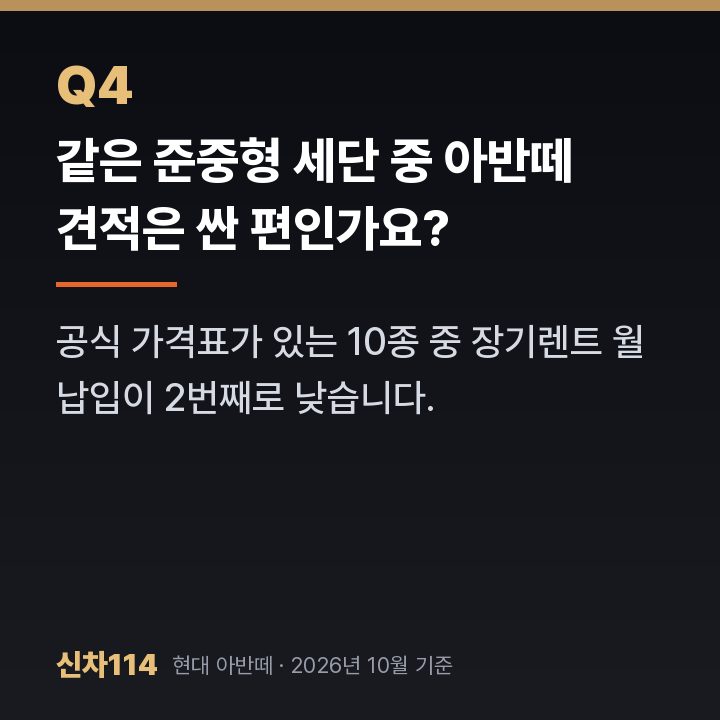 같은 준중형 세단 중 아반떼 견적은 싼 편인가요?