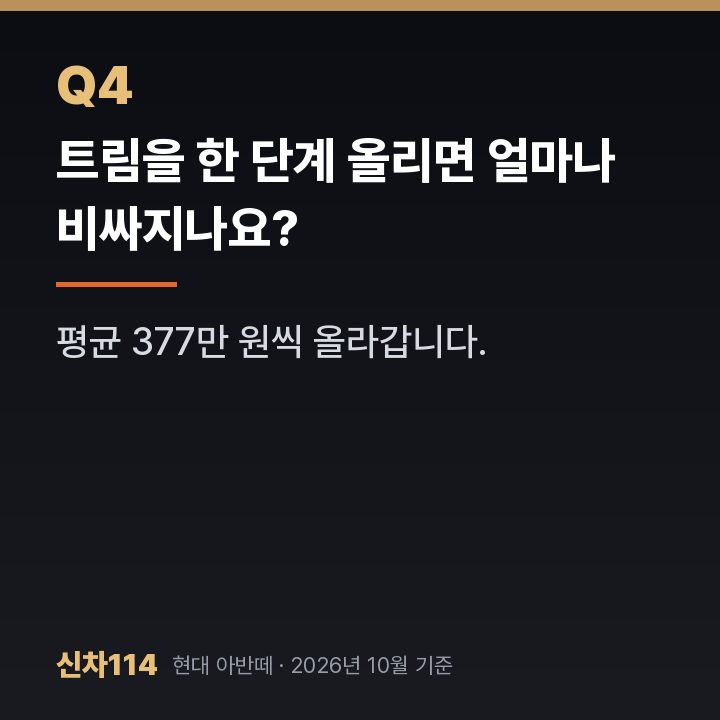 트림을 한 단계 올리면 얼마나 비싸지나요?