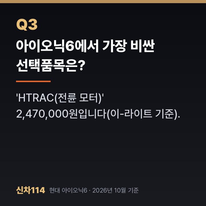 아이오닉6에서 가장 비싼 선택품목은?