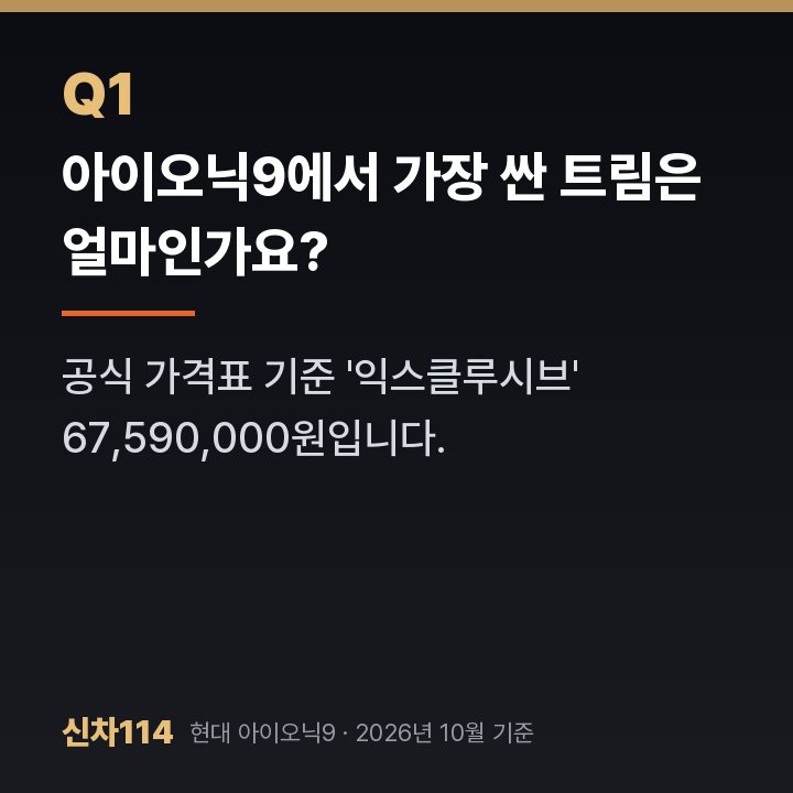 아이오닉9에서 가장 싼 트림은 얼마인가요?